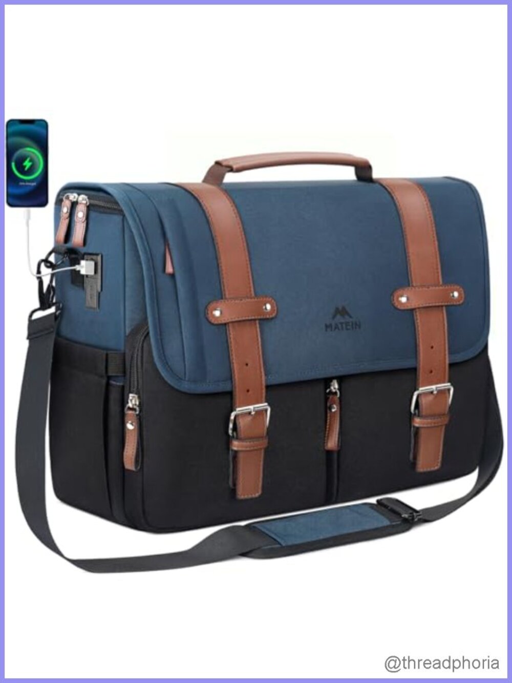 MATEIN Laptop Messenger Bag for Men, Shoulder Bag with USB Charging Port